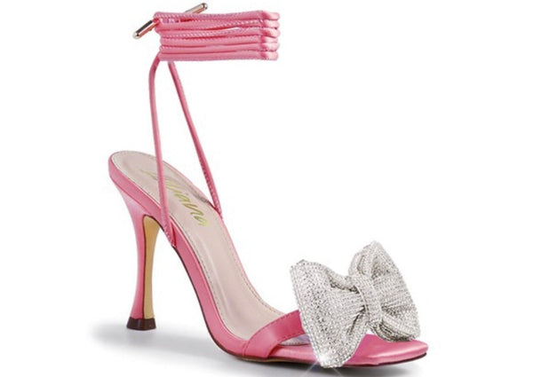 "Chanel" Pink Rhinestone Bow Heel
