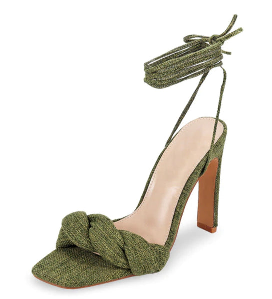 "Olivia" Twisted Olive Heel